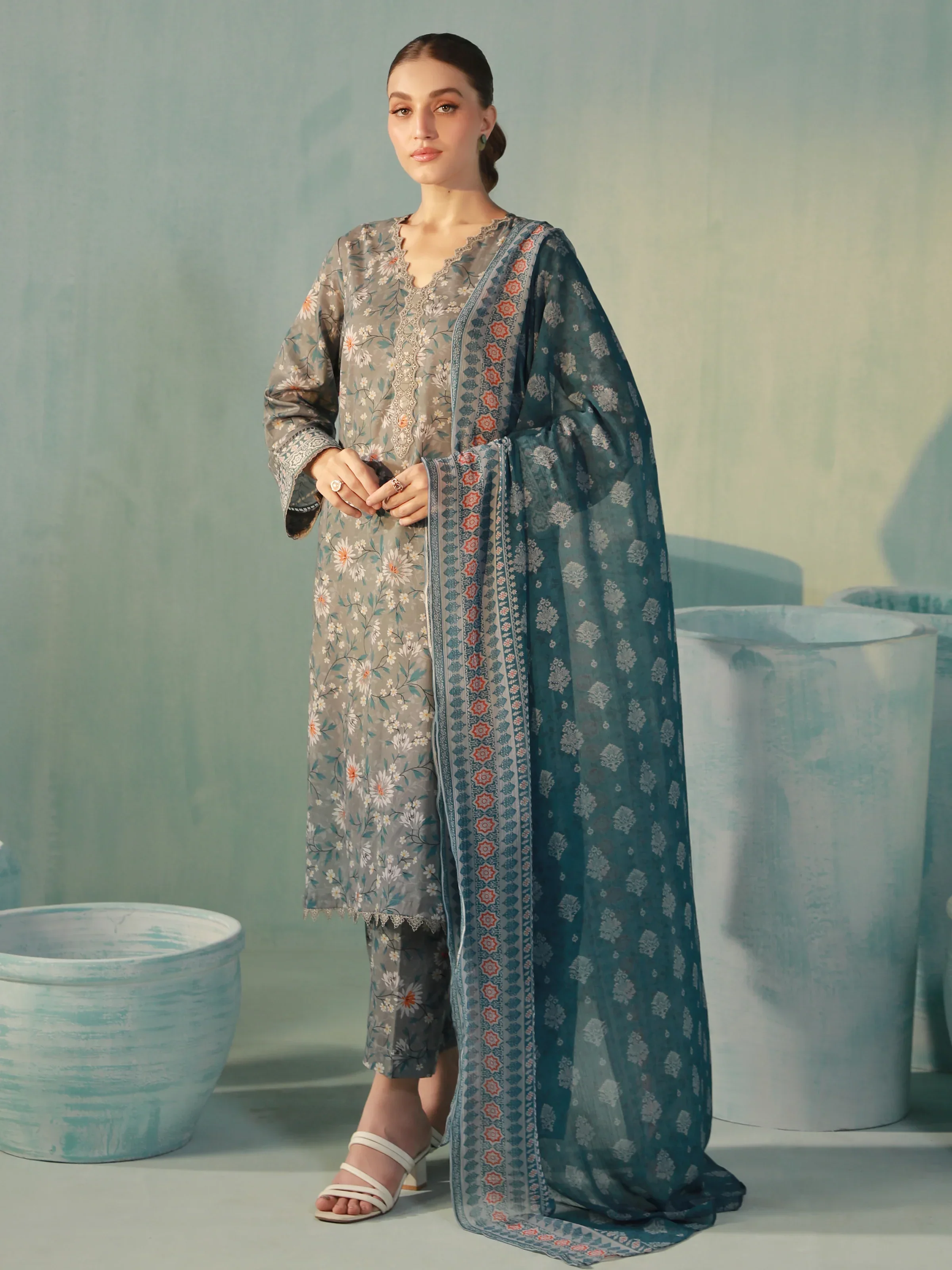 Unstitched Printed Cambric Shirt Trouser - EWU24M2-020ST