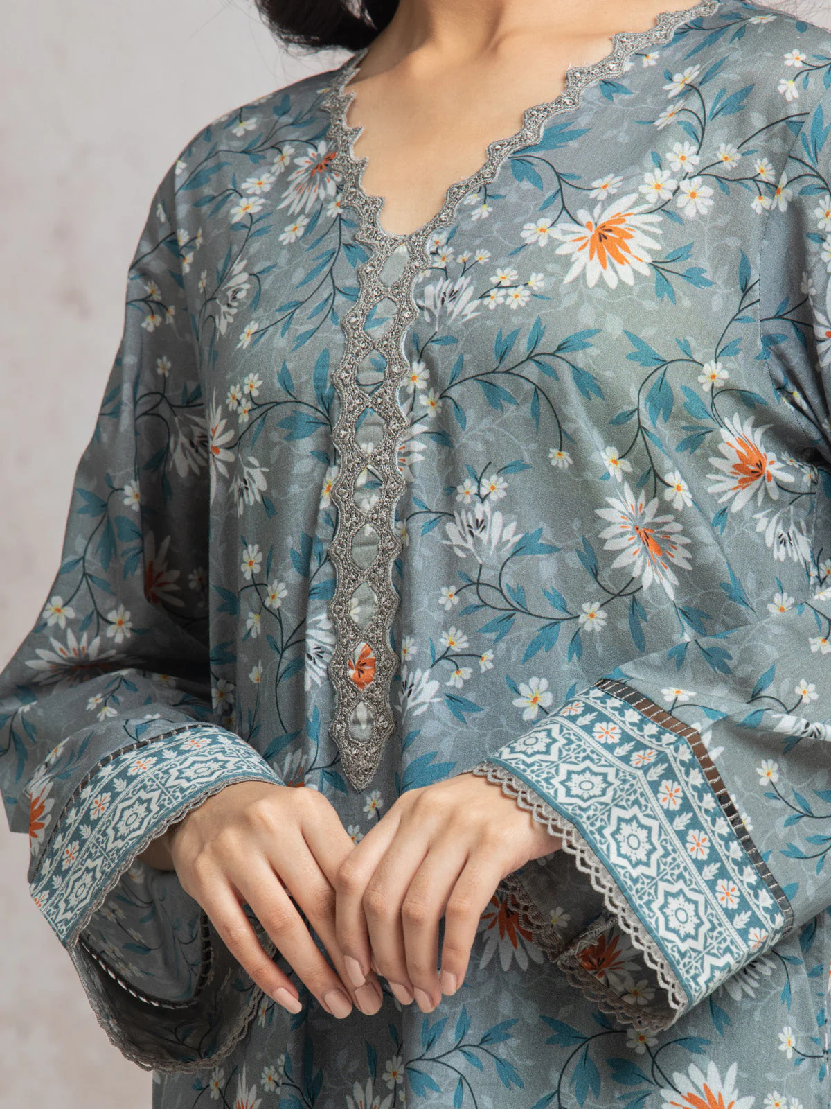 Unstitched Printed Cambric Shirt Trouser - EWU24M2-020ST - Image 3