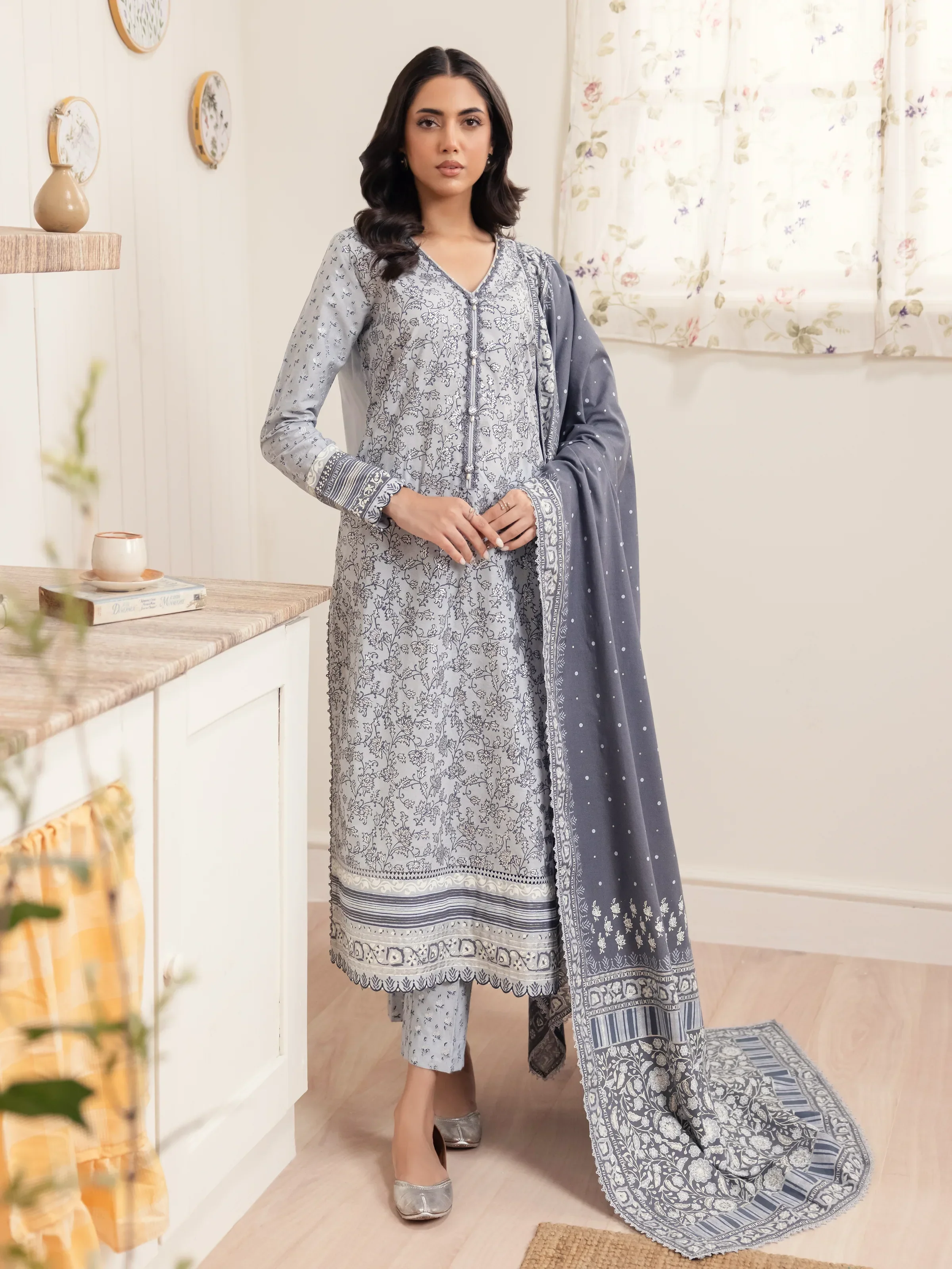 Unstitched Block Print Cambric Shirt Trouser - EWU24M1-046ST