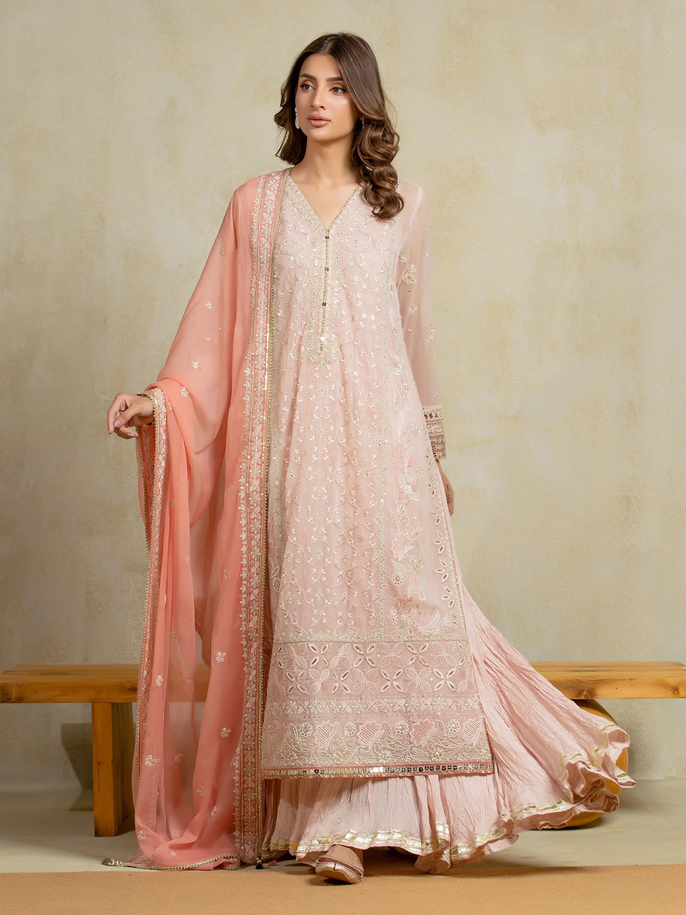 Unstitched Embroidered Chiffon Suit - EWU5V5-31302-3P