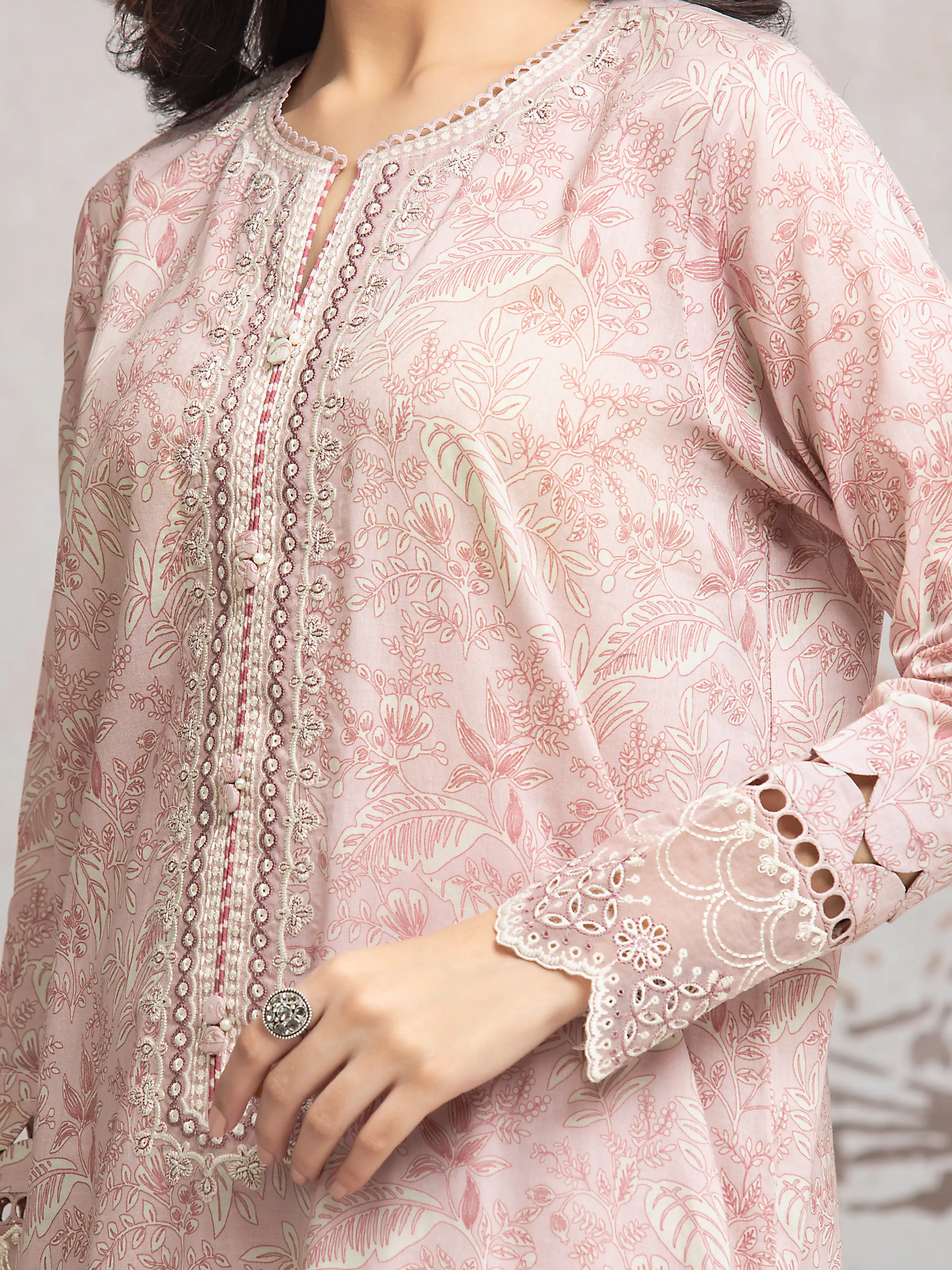 Unstitched Embroidered Cambric Shirt - EWU24V2-30030S - Image 2