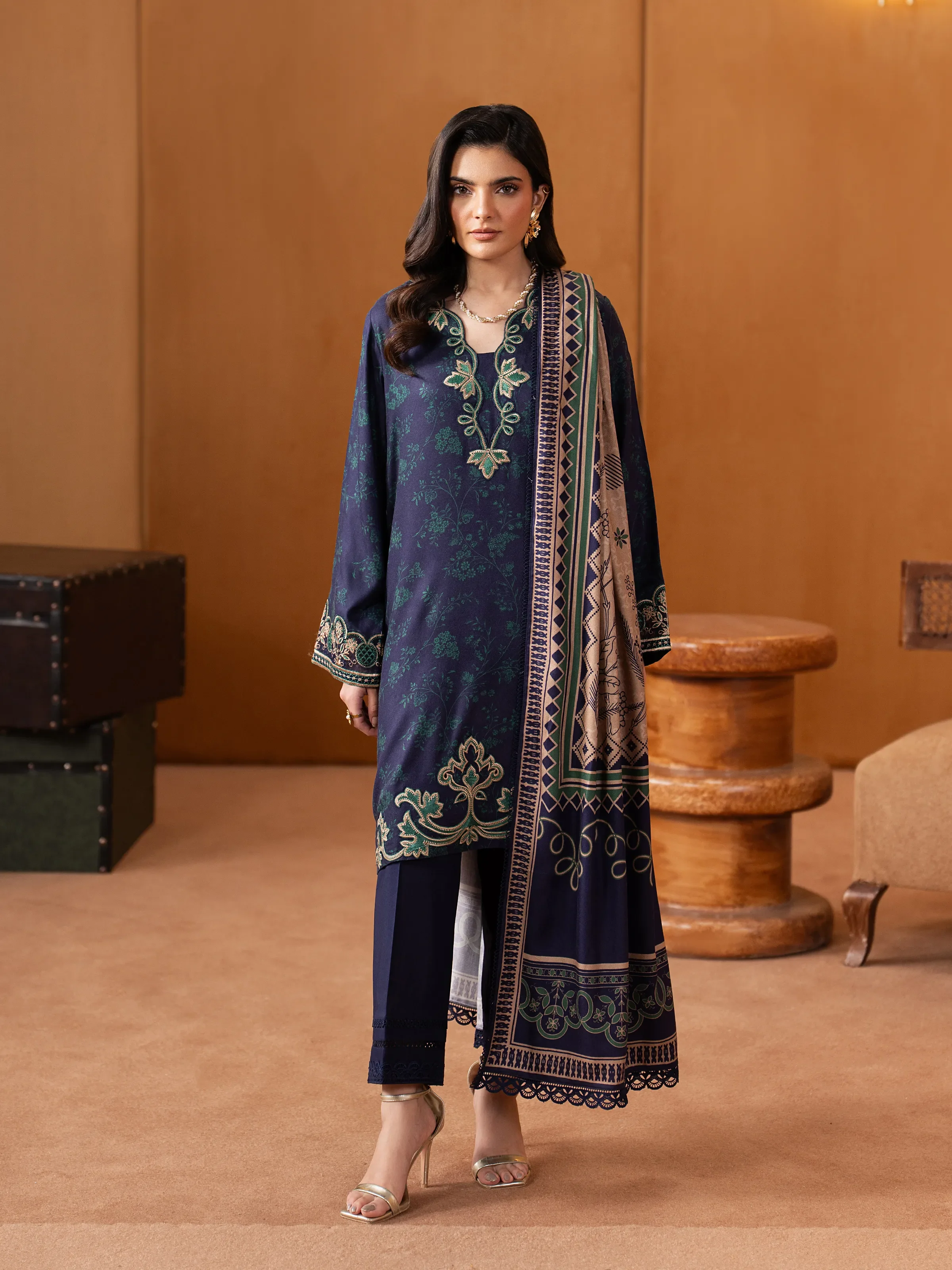 Unstitched Embroidered Twill Viscose Suit - EWU5V20-32082-3P