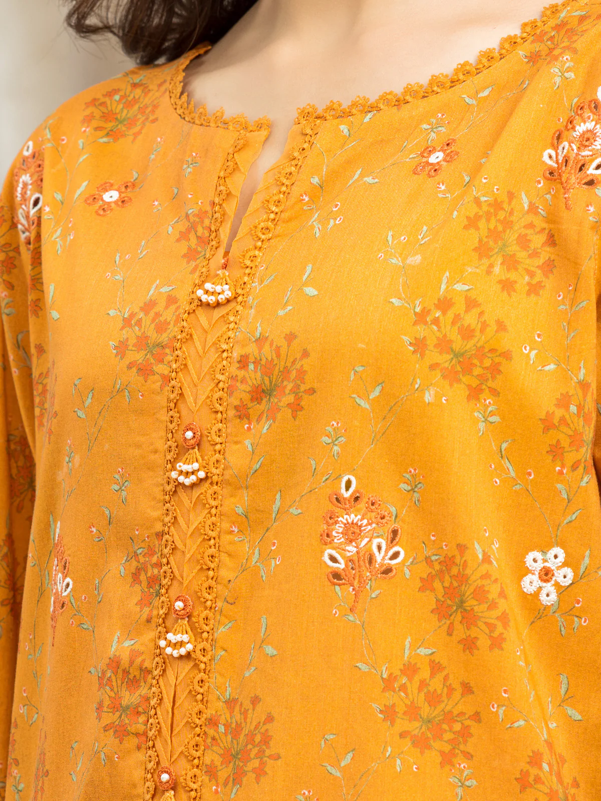 Unstitched Embroidered Lawn Shirt - EWU24V1-30036S - Image 2