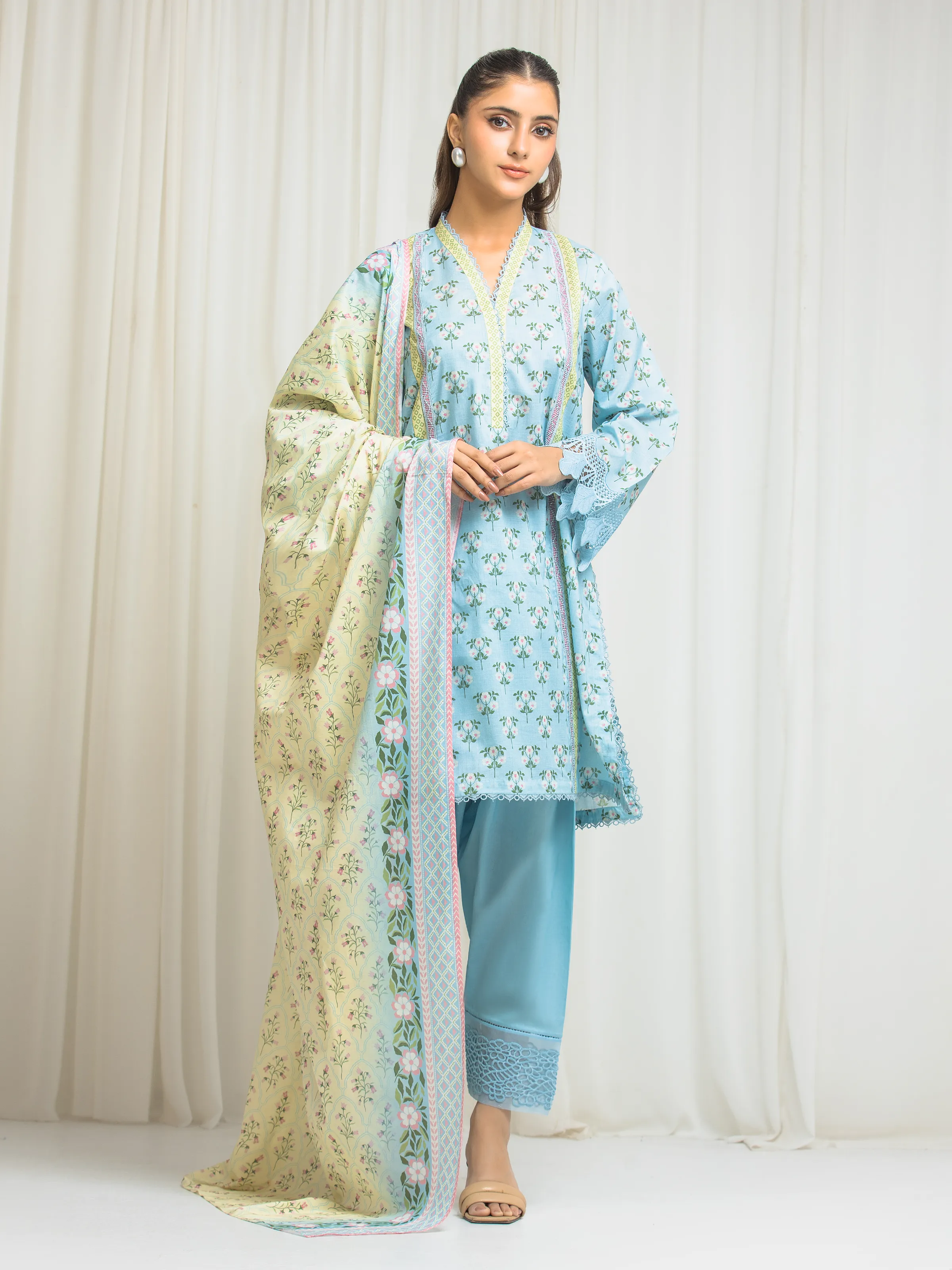 Unstitched Printed Lawn Suit - EWU6A1-36569-3P