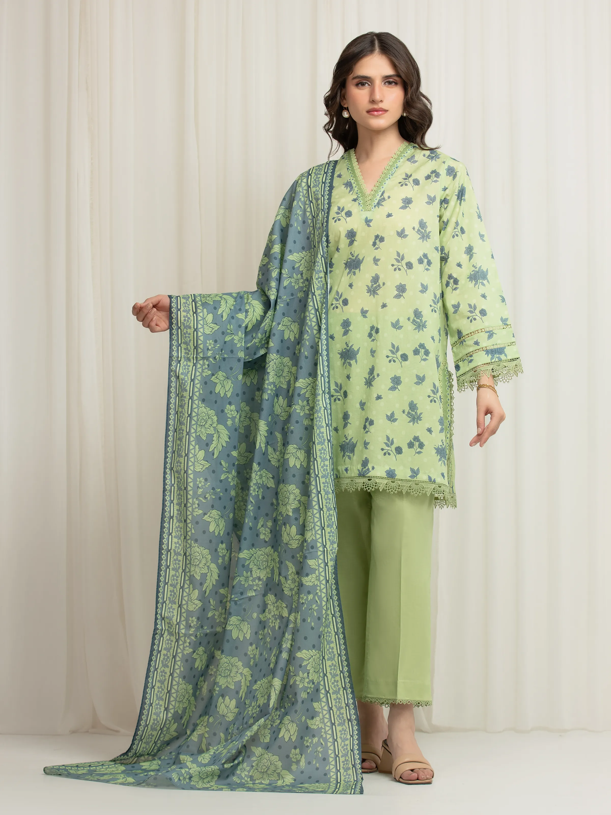 Unstitched Printed Lawn Suit - EWU6A1-36650-3P
