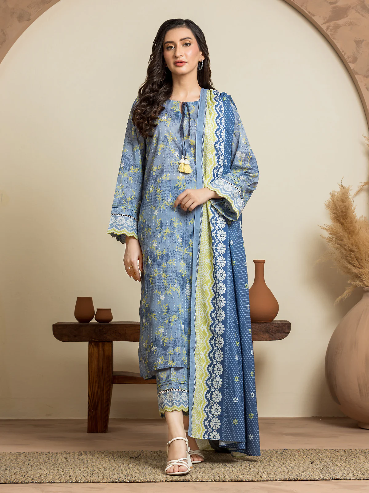 Unstitched Printed Cambric Shirt Dupatta - EWU24A2-29278SD