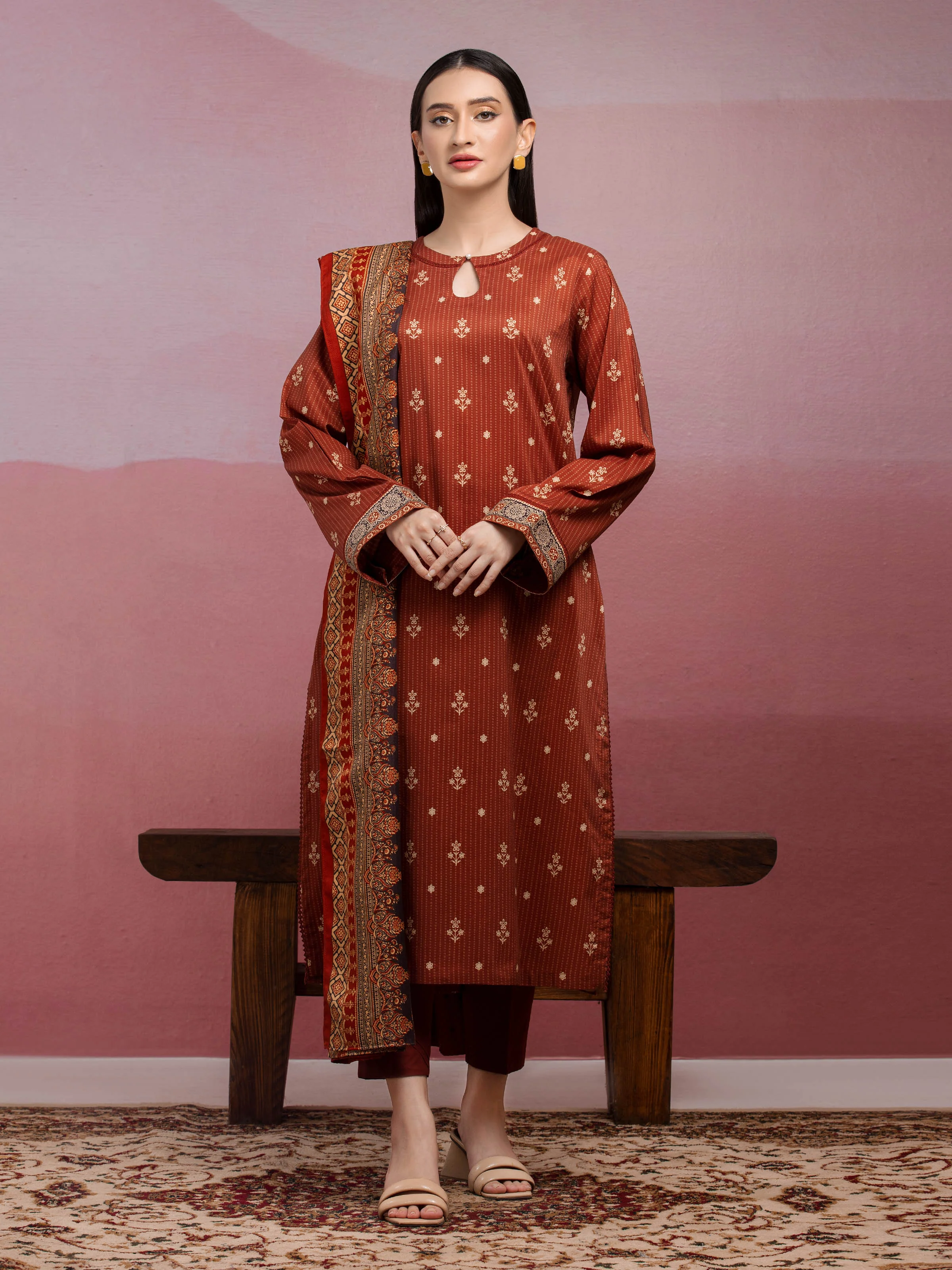 Unstitched Printed Khaddar Suit - EWU5M3-116-3P