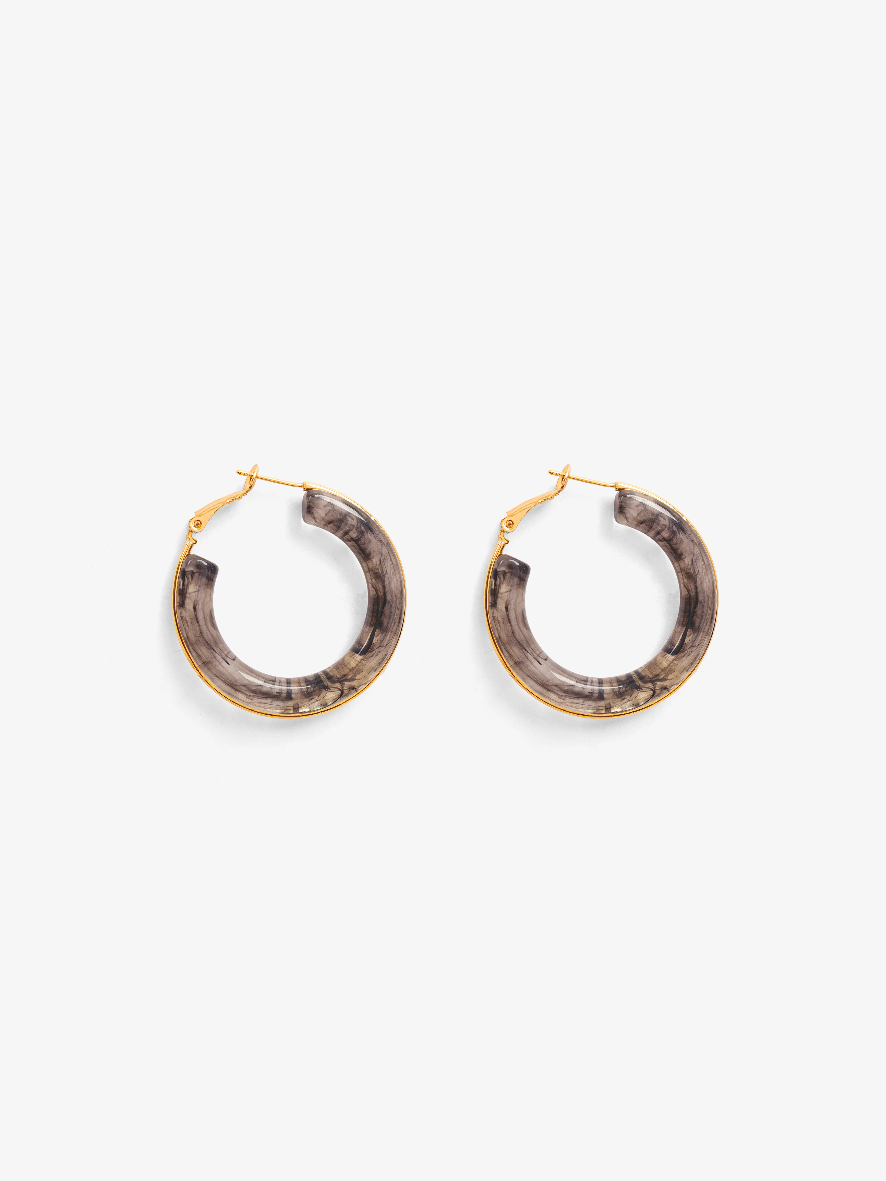 Twisted Hoop Black Earrings - EAWE5-139
