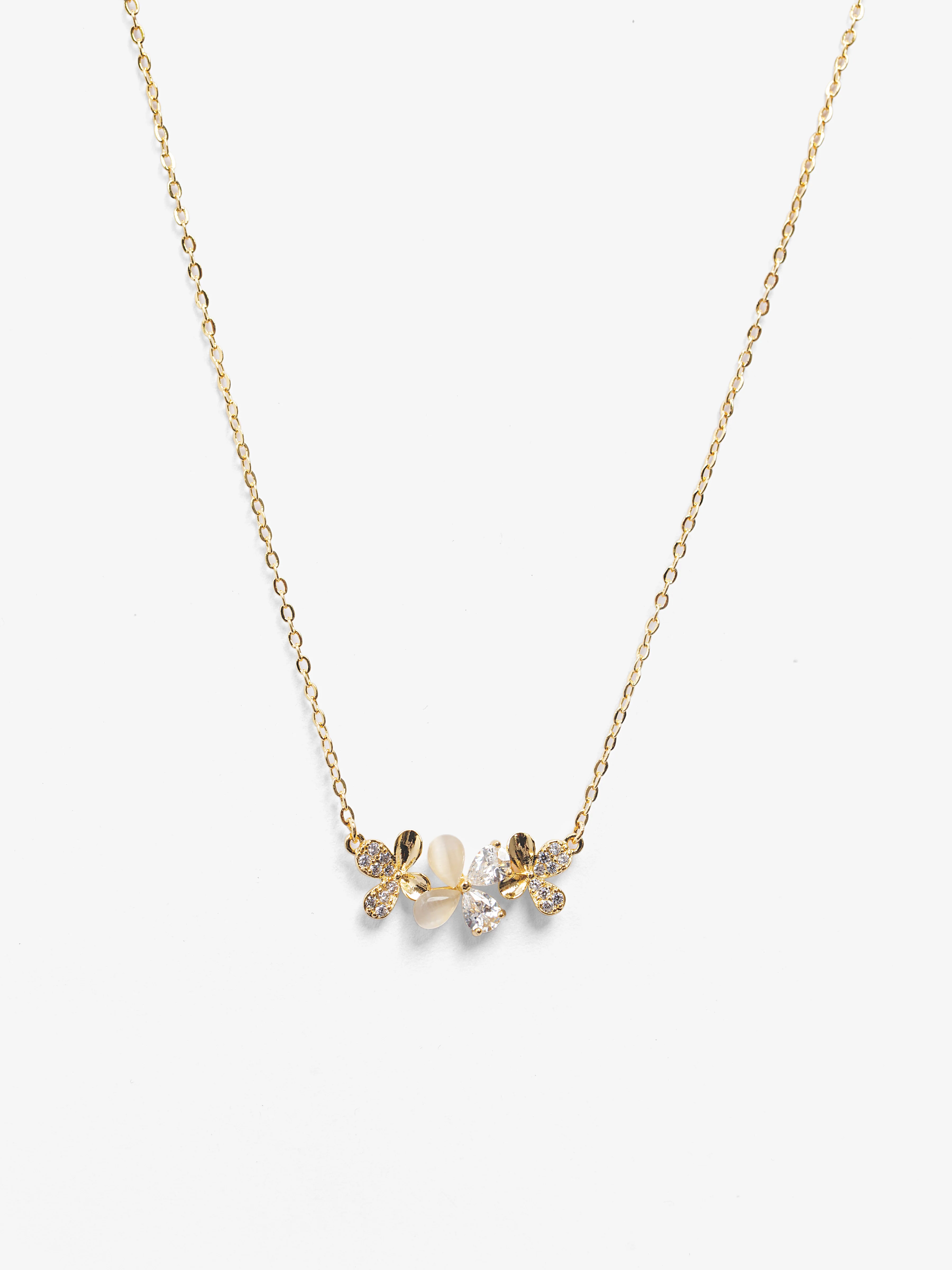 Crystal Cluster Gold Necklace - EAWN5-028