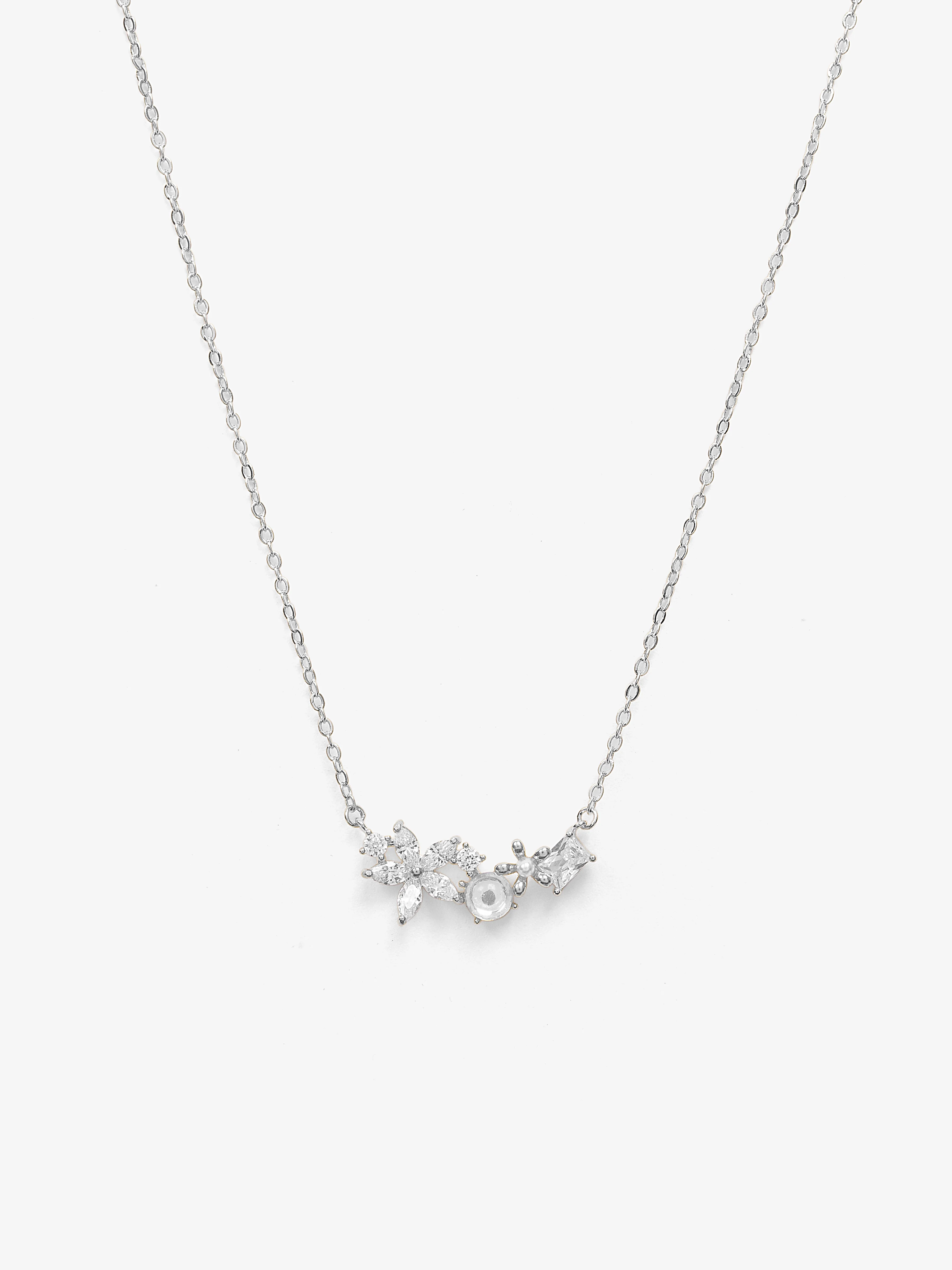 Petal Cluster Silver Necklace - EAWN5-031